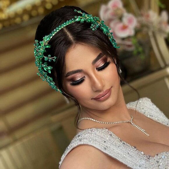 Wedding Hair Pieces for Brides, Rhinestone Bridal Headband, Handcrafted Headpiec - Picture 2 of 6